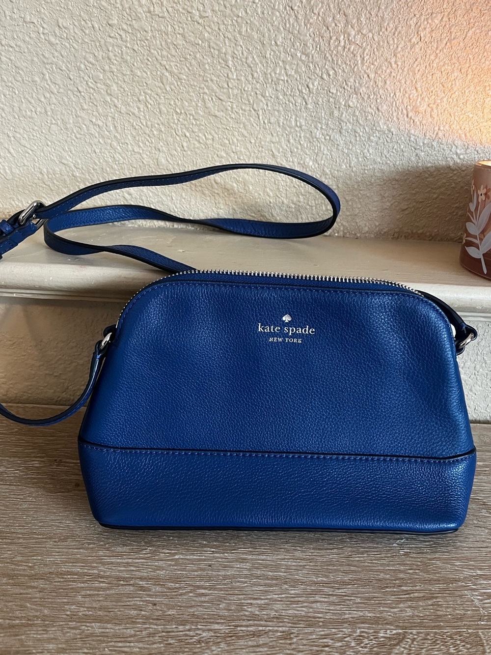 Kate Spade Small Dome Smooth Leather Crossbody Bag Royal Blue